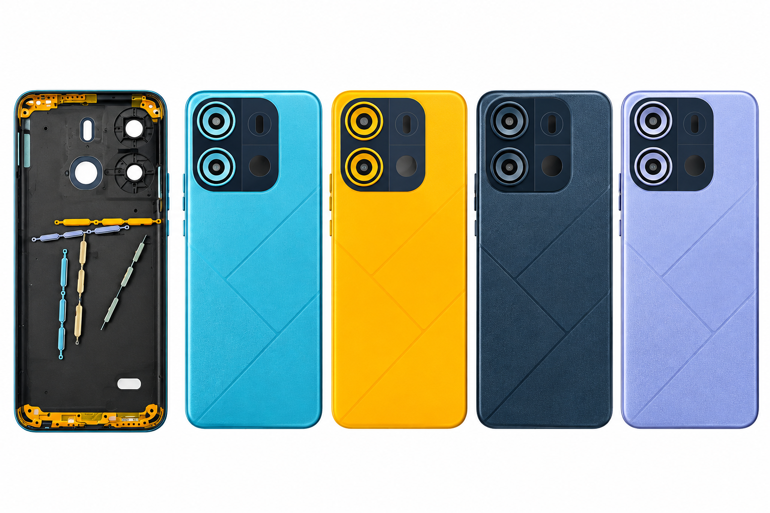 Compatible Replacement for Tecno BF7 Pop 7 Pro / Spark Go 2020 Back Panel – Blue, Orange, Black & Purple